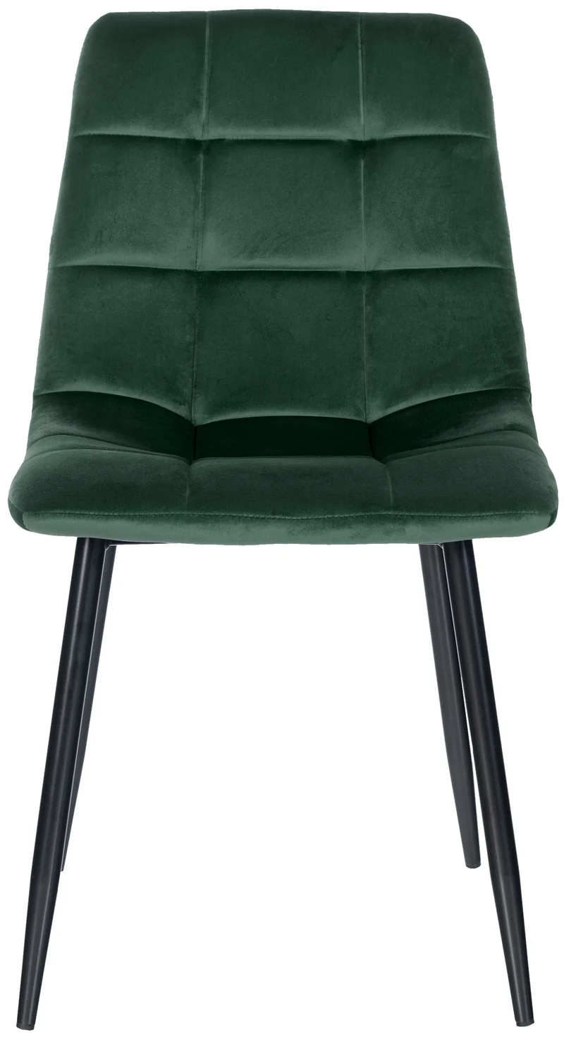 Chaise de salle à manger x1 coutures forme carrées en velours vert pieds en métal noir 10_0001965