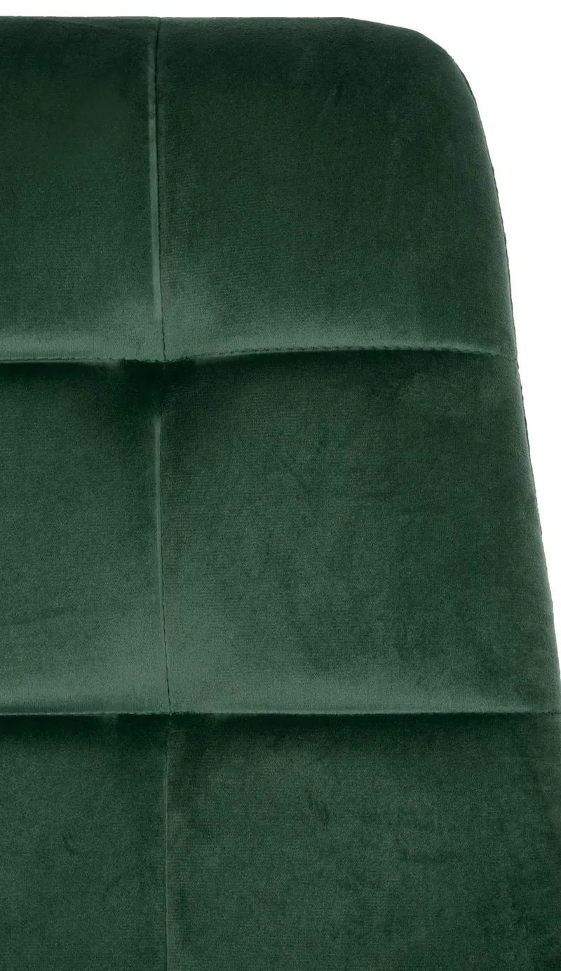 Chaise de salle à manger x1 coutures forme carrées en velours vert pieds en métal noir 10_0001965