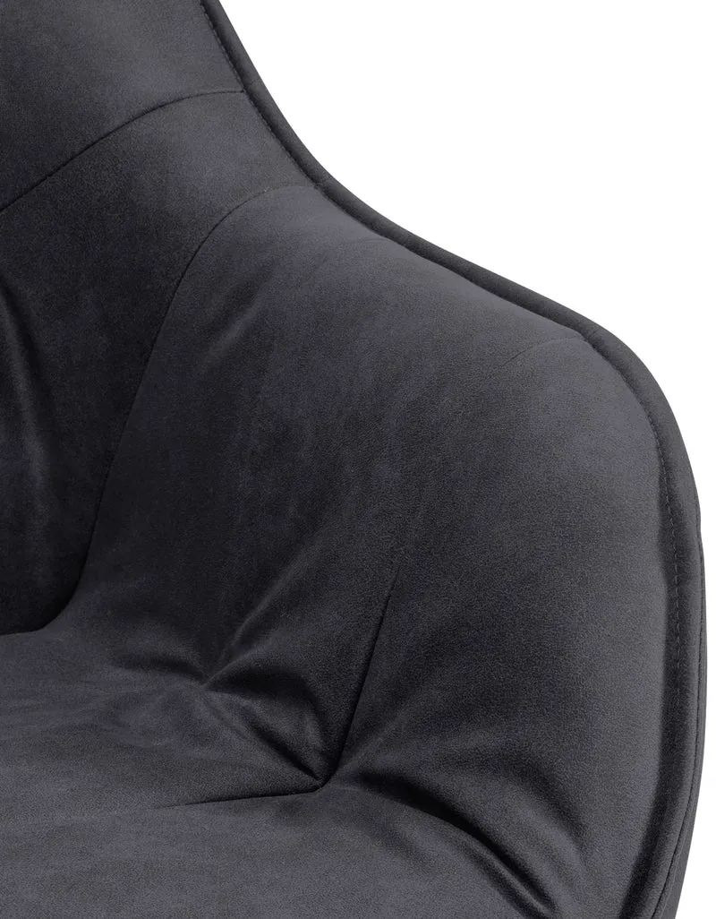 Chaise de salle à manger x1 design moderne confortable en tissu noir piétement stable à quatre pieds en métal 10_0002344