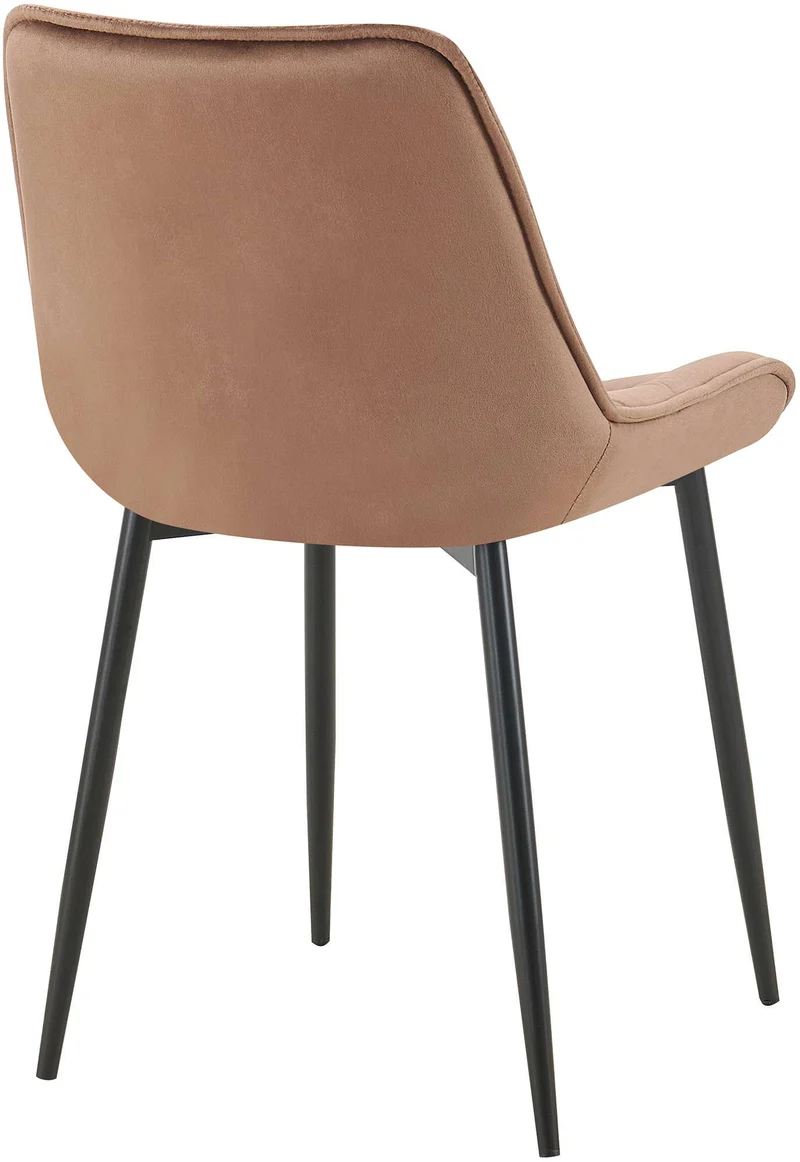 Chaise de salle à manger x1 assise et dossier capitonné en velours marron et métal noir 10_0002164