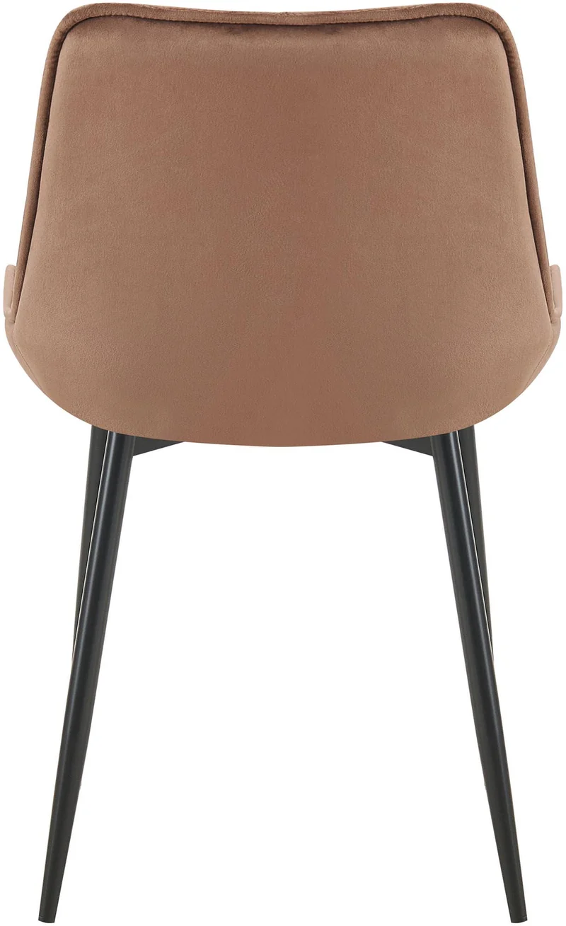 Chaise de salle à manger x1 assise et dossier capitonné en velours marron et métal noir 10_0002164
