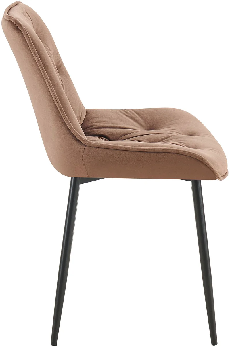 Chaise de salle à manger x1 assise et dossier capitonné en velours marron et métal noir 10_0002164
