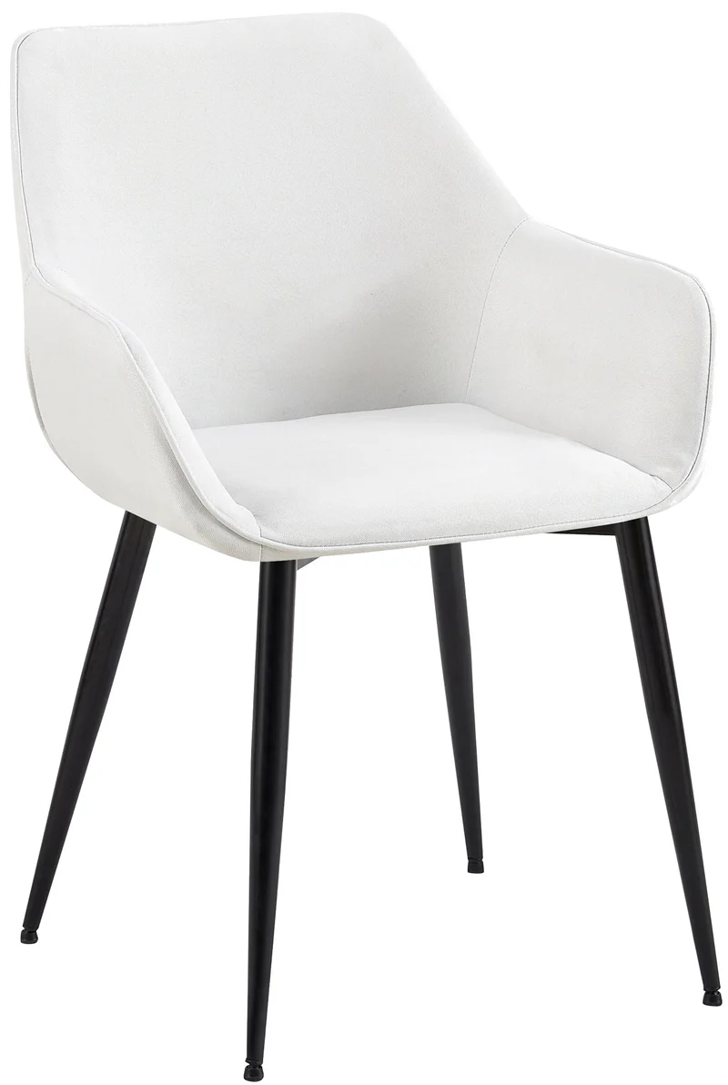 Chaise de salle à manger bureau salle d'attente x1 en tissu crème et métal noir 10_0002151