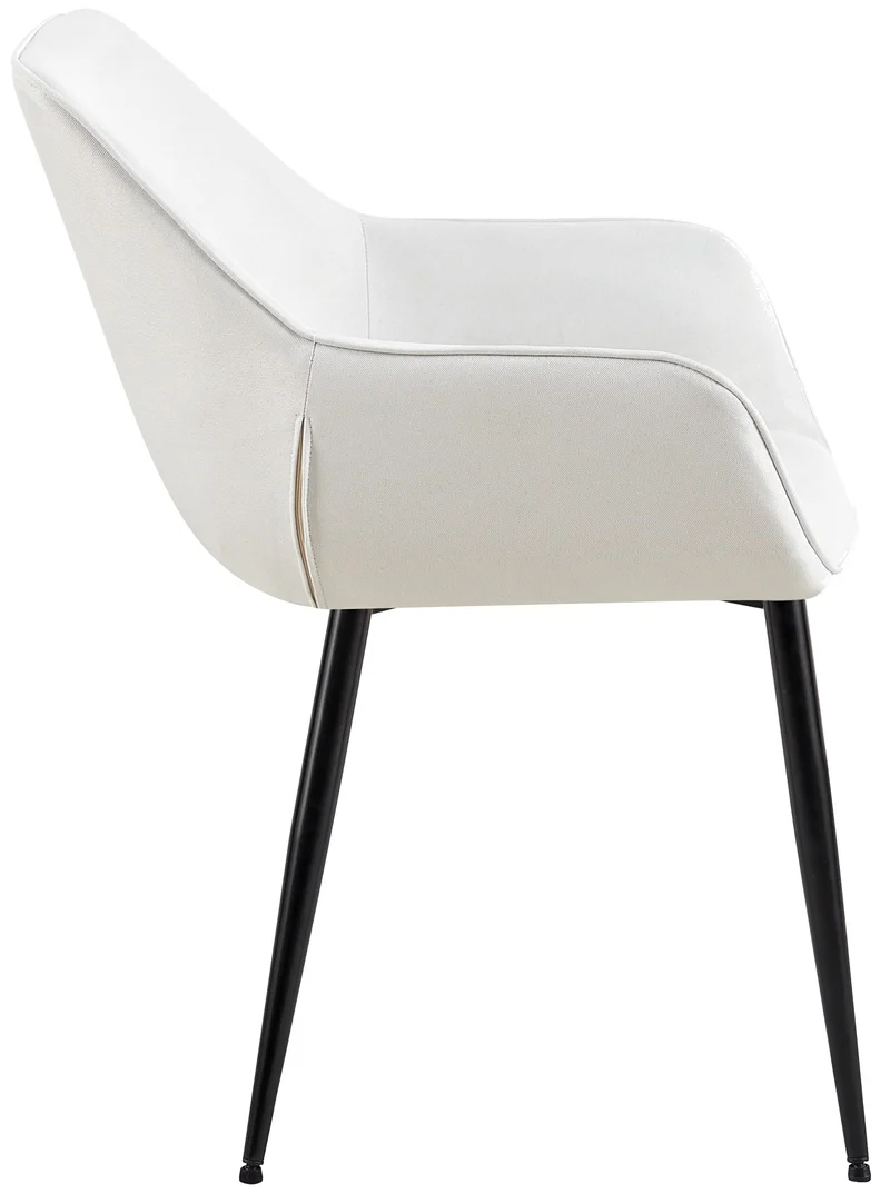 Chaise de salle à manger bureau salle d'attente x1 en tissu crème et métal noir 10_0002151