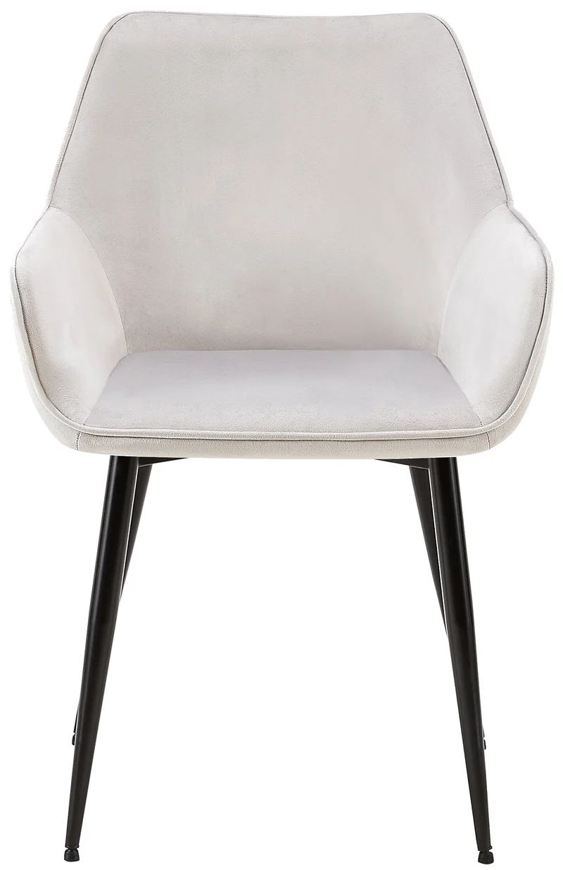 Chaise de salle à manger bureau salle d'attente x1 en tissu velours gris clair et métal noir 10_0002149