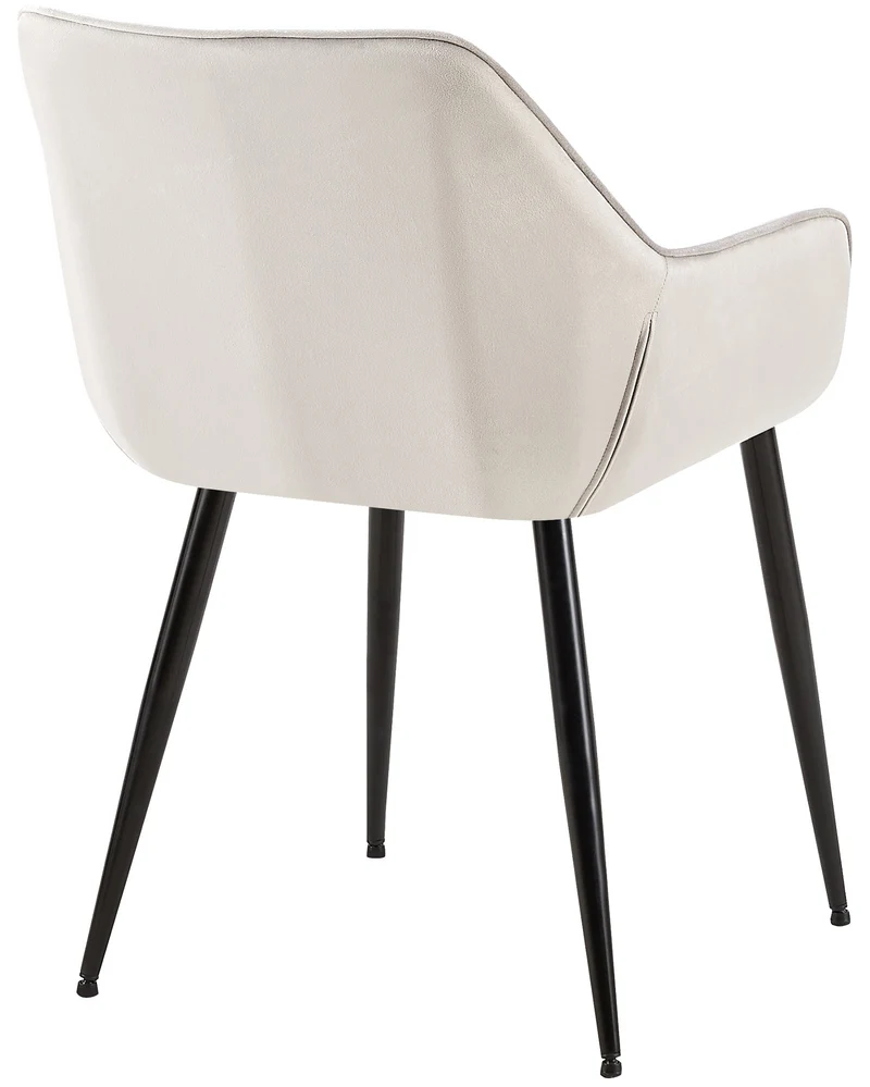 Chaise de salle à manger bureau salle d'attente x1 en tissu velours gris clair et métal noir 10_0002149