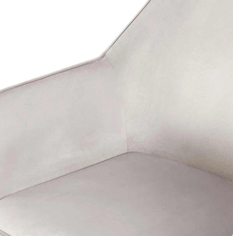 Chaise de salle à manger bureau salle d'attente x1 en tissu velours gris clair et métal noir 10_0002149