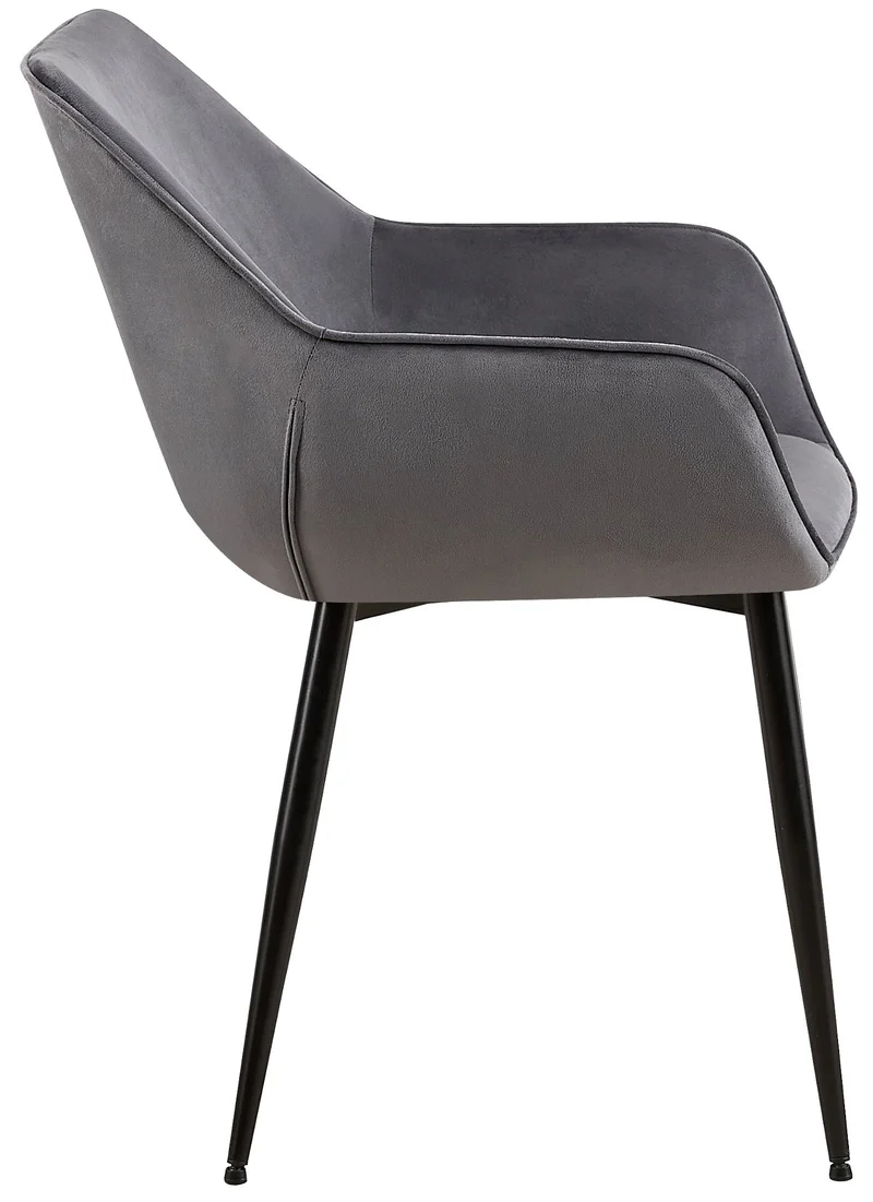 Chaise de salle à manger bureau salle d'attente x1 en velours gris foncé et métal noir 10_0002148