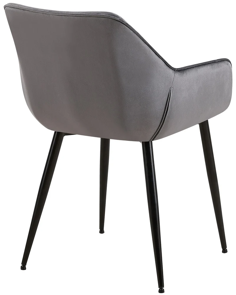Chaise de salle à manger bureau salle d'attente x1 en velours gris foncé et métal noir 10_0002148