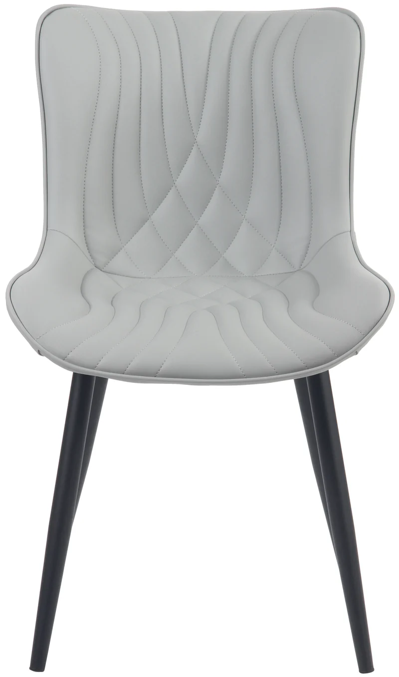 Chaise de salle à manger x1 coutures décoratives en PVC gris et pieds en métal noir 10_0002181