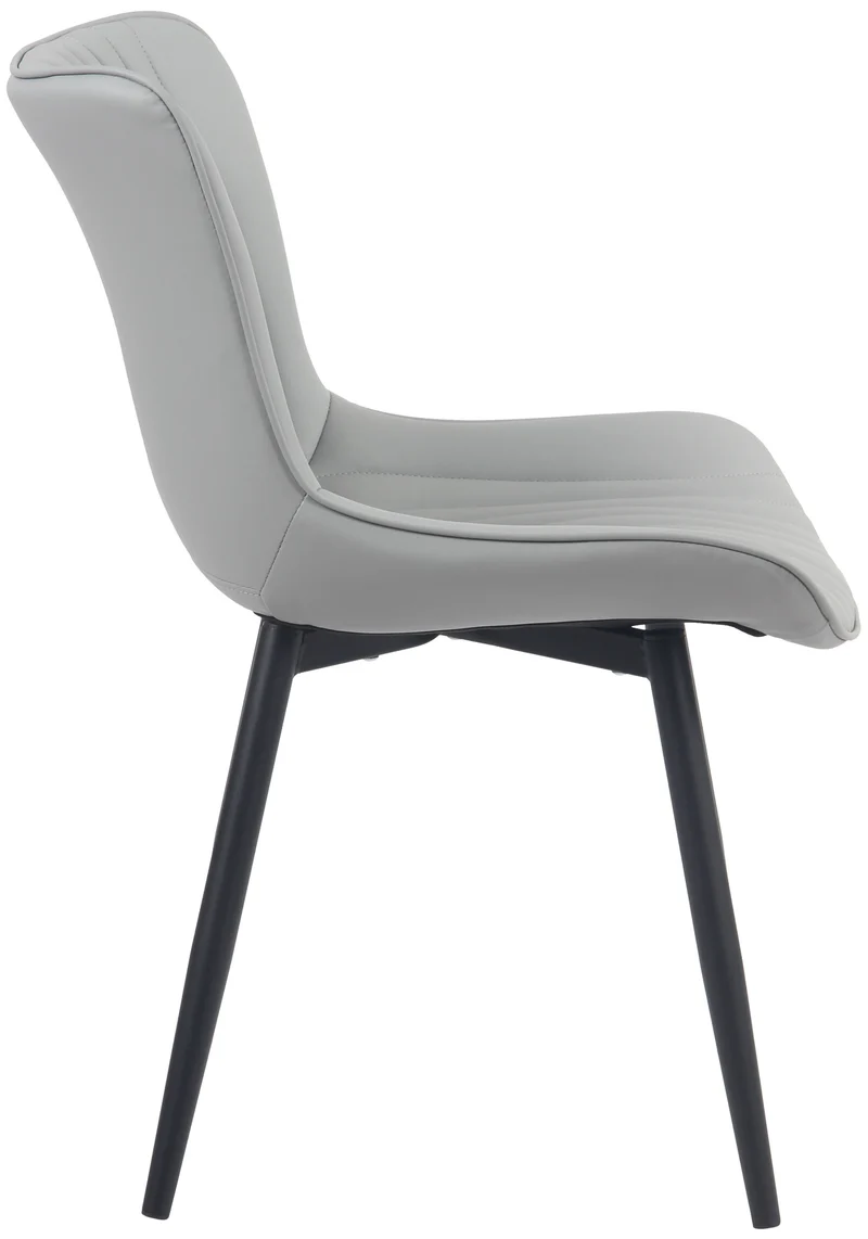 Chaise de salle à manger x1 coutures décoratives en PVC gris et pieds en métal noir 10_0002181