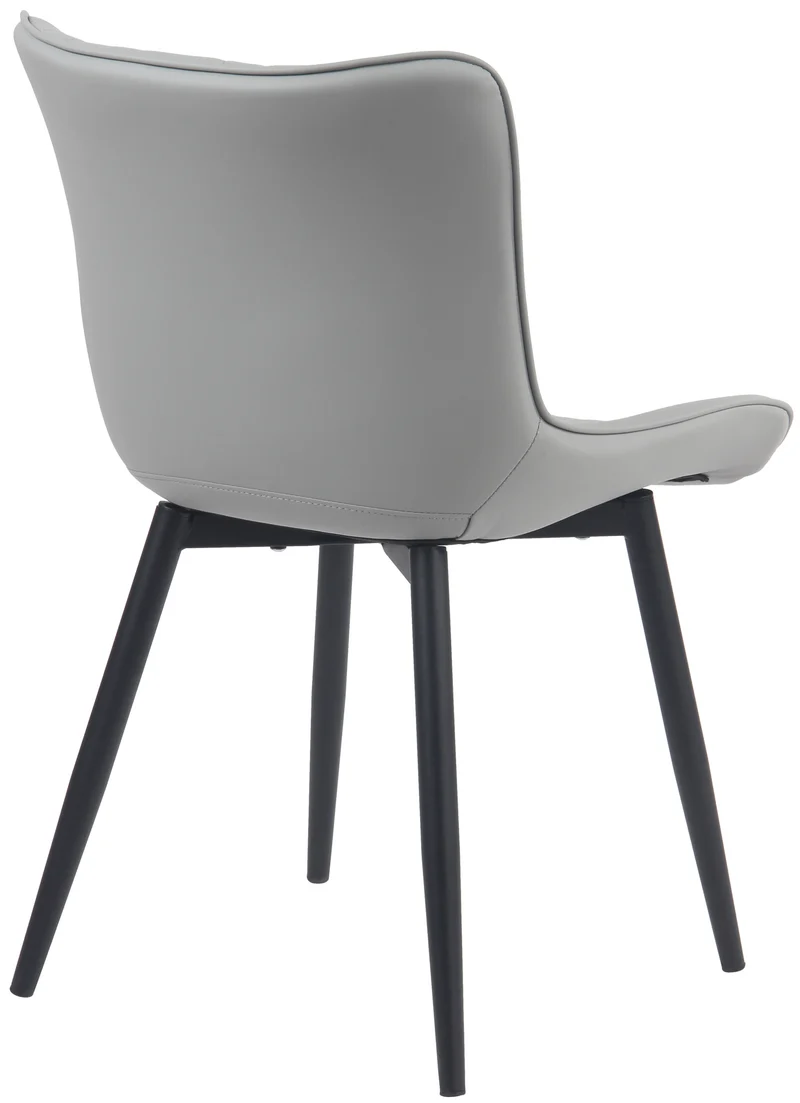 Chaise de salle à manger x1 coutures décoratives en PVC gris et pieds en métal noir 10_0002181