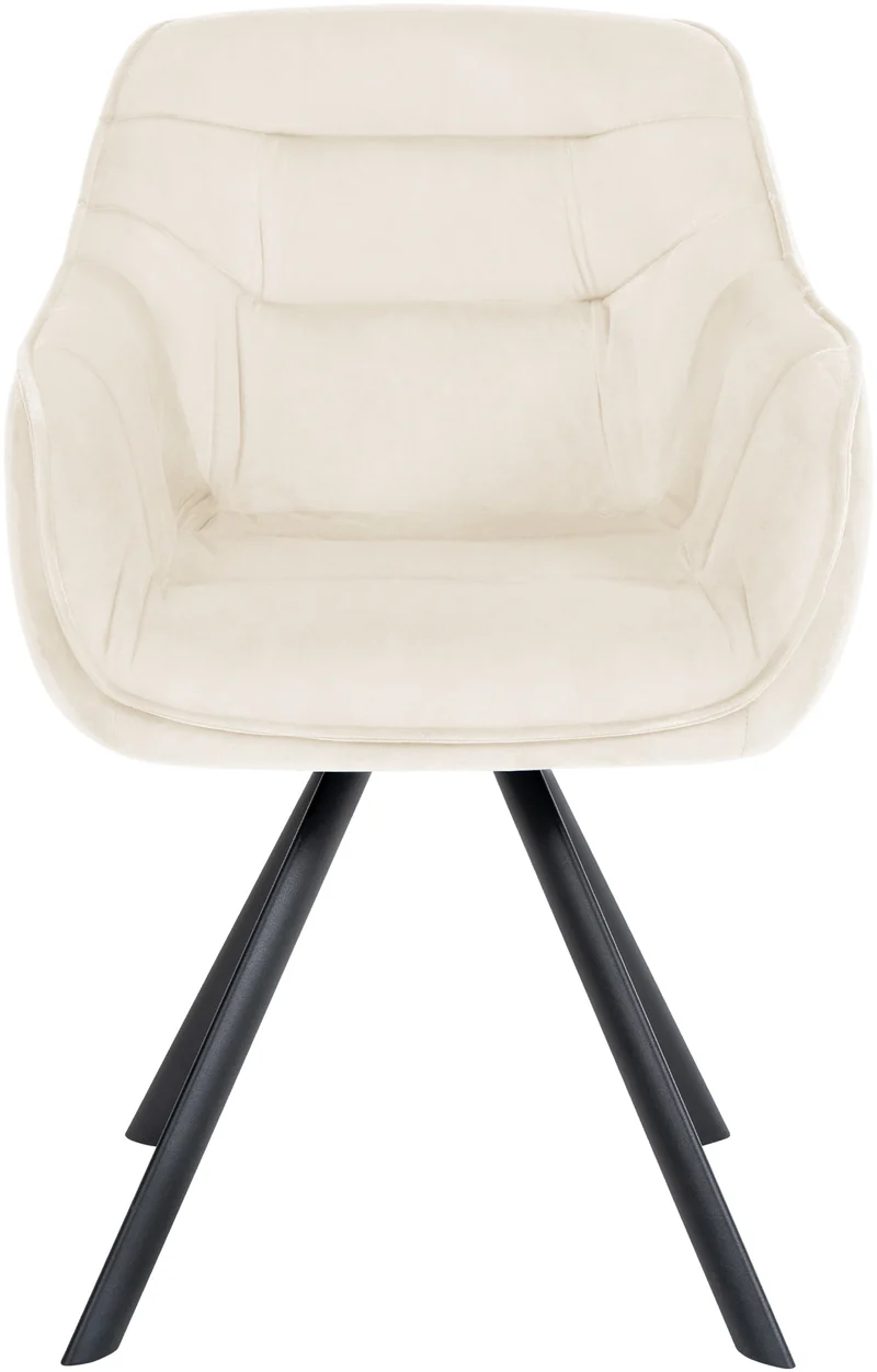 Chaise de salle à manger x1 design moderne confortable en velours crème piétement stable à quatre pieds en métal 10_0002334