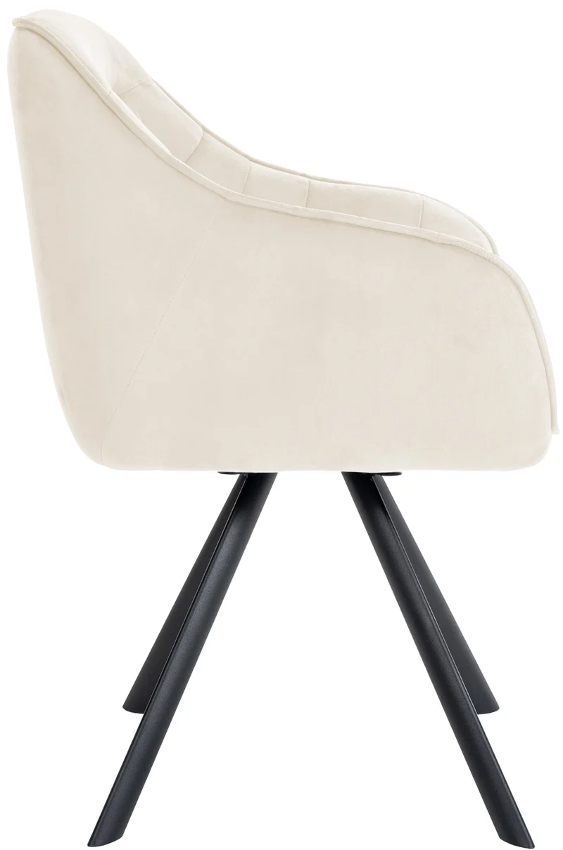 Chaise de salle à manger x1 design moderne confortable en velours crème piétement stable à quatre pieds en métal 10_0002334
