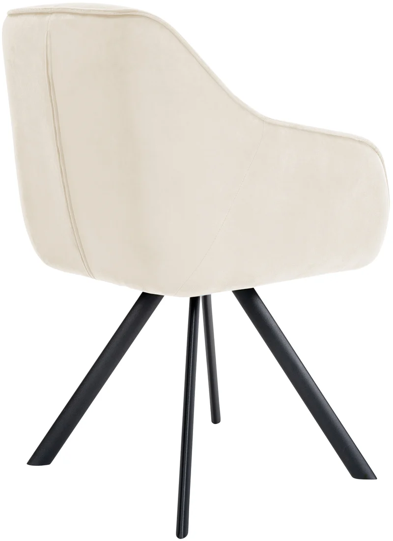 Chaise de salle à manger x1 design moderne confortable en velours crème piétement stable à quatre pieds en métal 10_0002334