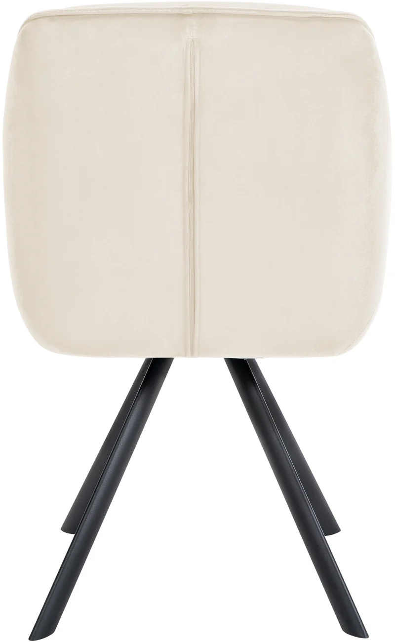 Chaise de salle à manger x1 design moderne confortable en velours crème piétement stable à quatre pieds en métal 10_0002334