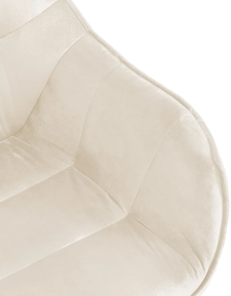 Chaise de salle à manger x1 design moderne confortable en velours crème piétement stable à quatre pieds en métal 10_0002334
