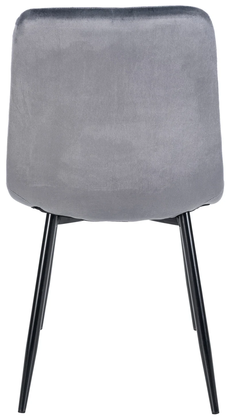 Chaise de salle à manger x1 coutures forme carrées en velours gris foncé pieds en métal noir 10_0001963