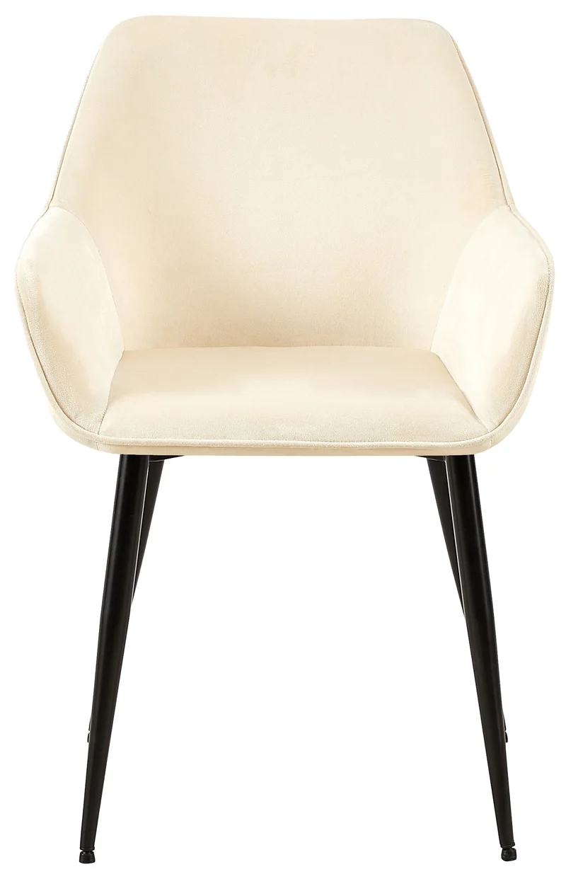 Chaise de salle à manger bureau salle d'attente x1 en tissu velours crème et métal noir 10_0002150