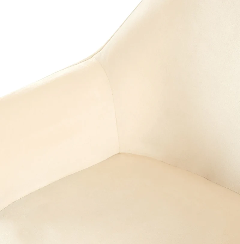 Chaise de salle à manger bureau salle d'attente x1 en tissu velours crème et métal noir 10_0002150