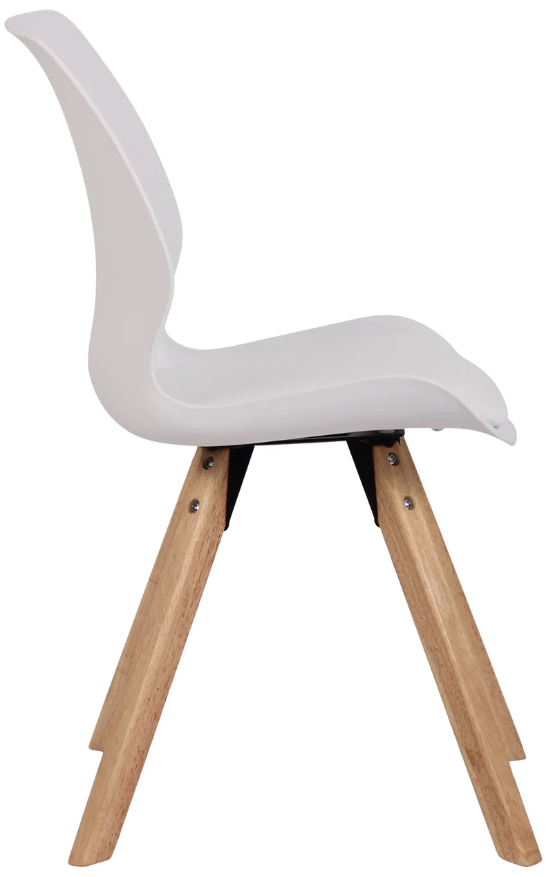 Chaise de salle à manger x1 design scandinave en plastique et PVC blanc et pieds en bois carrés clair 10_0002302