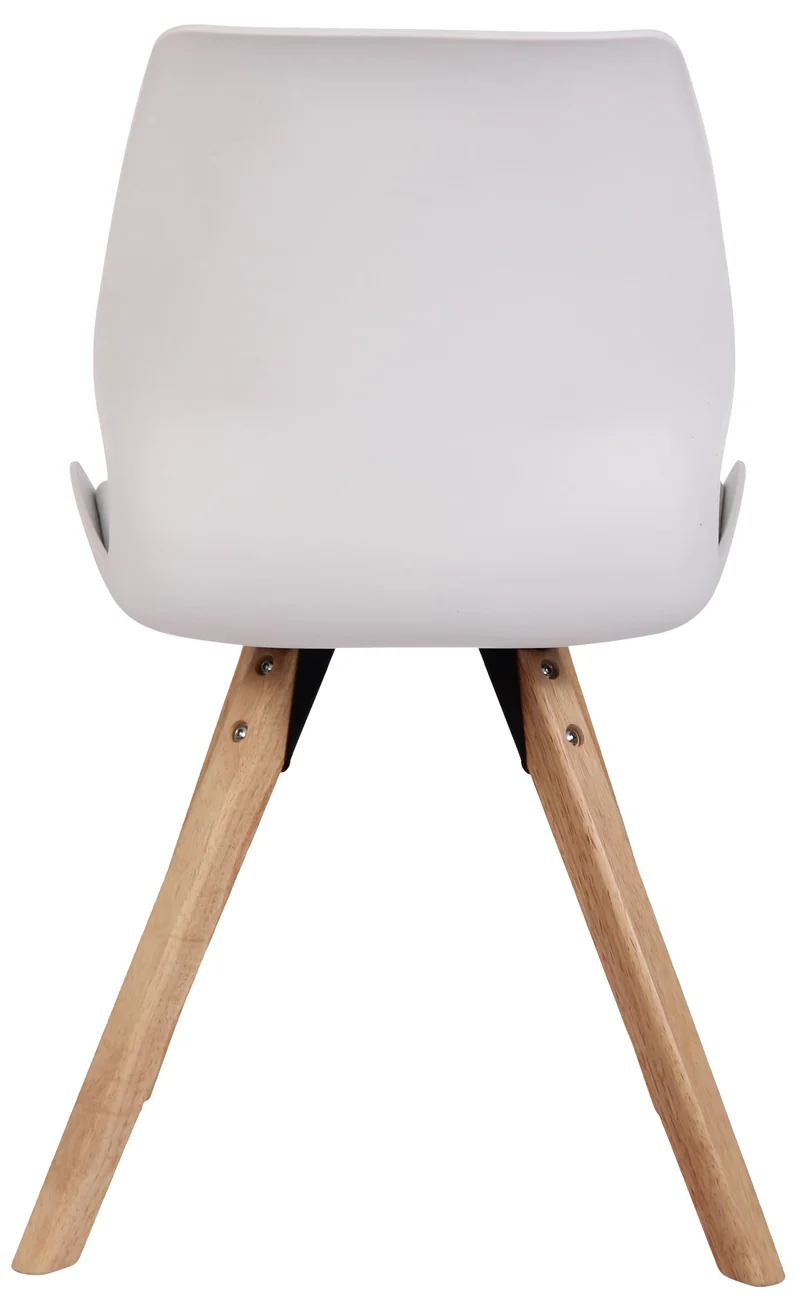 Chaise de salle à manger x1 design scandinave en plastique et PVC blanc et pieds en bois carrés clair 10_0002302
