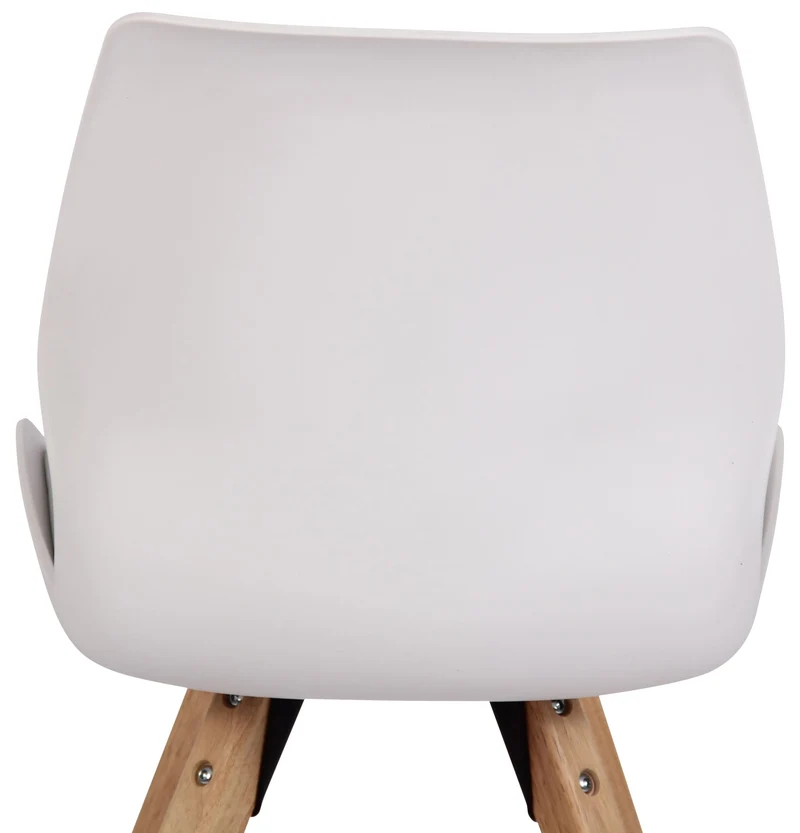 Chaise de salle à manger x1 design scandinave en plastique et PVC blanc et pieds en bois carrés clair 10_0002302