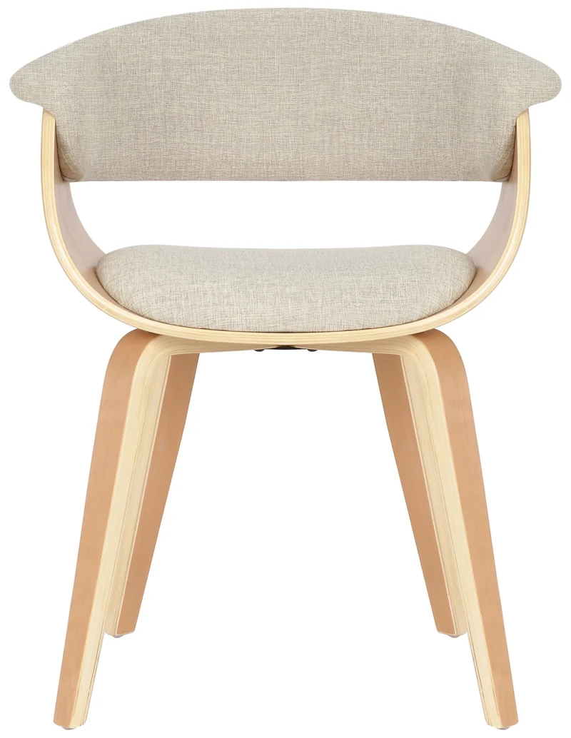 Chaise de bureau salle à manger style scandinave avec revêtement en tissu crème cadre en bois clair 10_0002195
