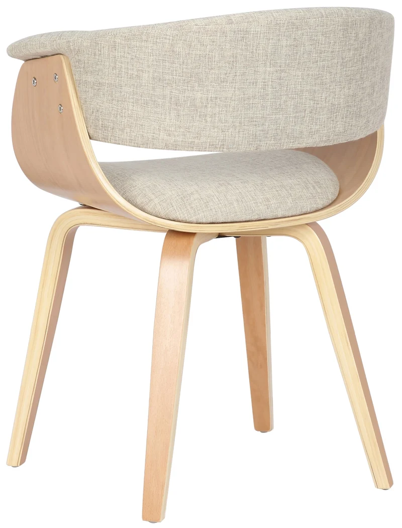 Chaise de bureau salle à manger style scandinave avec revêtement en tissu crème cadre en bois clair 10_0002195