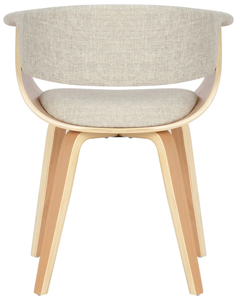 Chaise de bureau salle à manger style scandinave avec revêtement en tissu crème cadre en bois clair 10_0002195