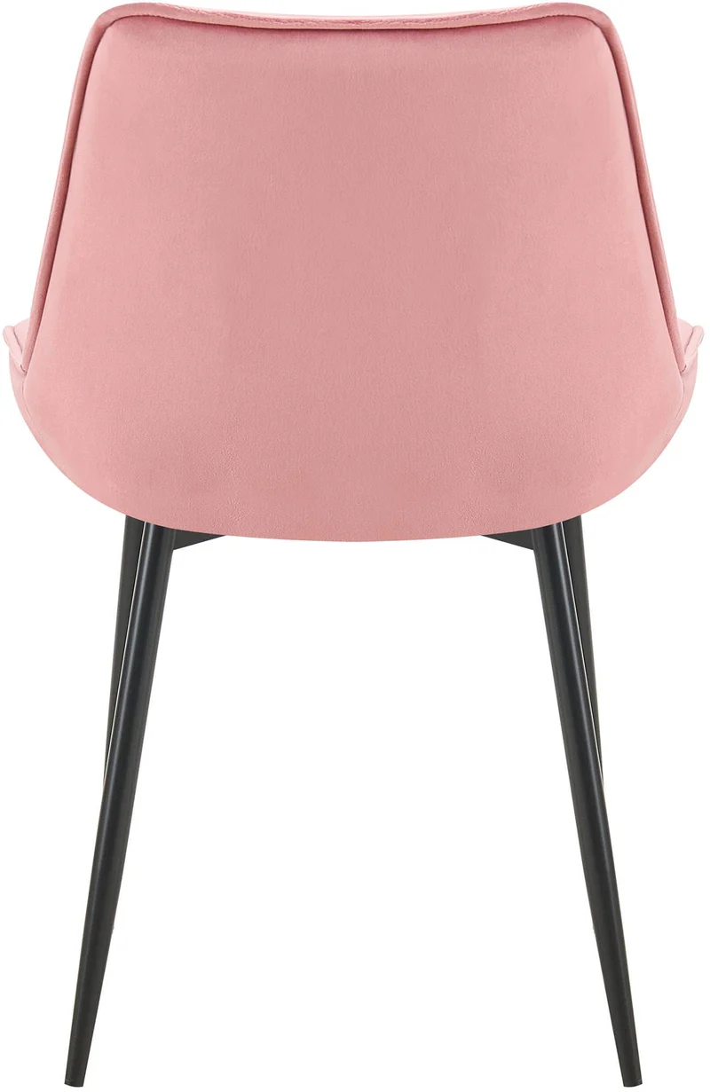 Chaise de salle à manger x1 assise et dossier capitonné en velours rose et métal noir 10_0002166