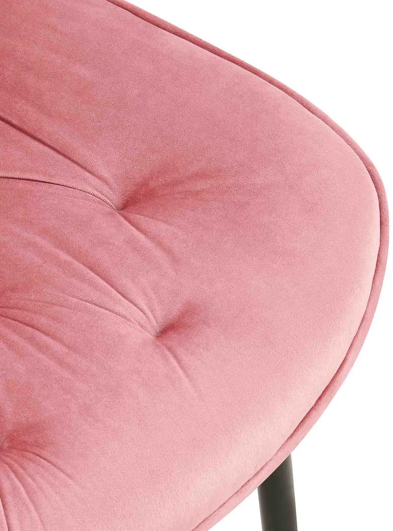 Chaise de salle à manger x1 assise et dossier capitonné en velours rose et métal noir 10_0002166