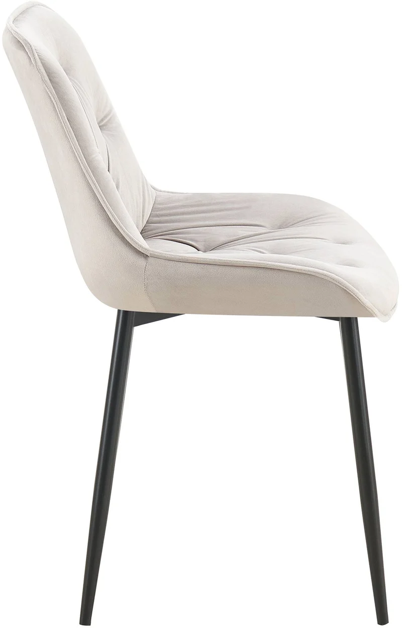 Chaise de salle à manger x1 assise et dossier capitonné en velours gris et métal noir 10_0002165