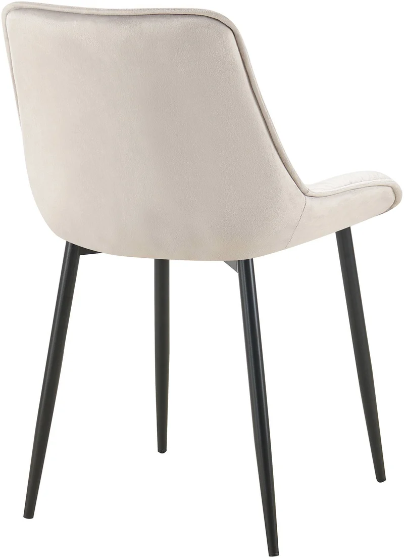 Chaise de salle à manger x1 assise et dossier capitonné en velours gris et métal noir 10_0002165