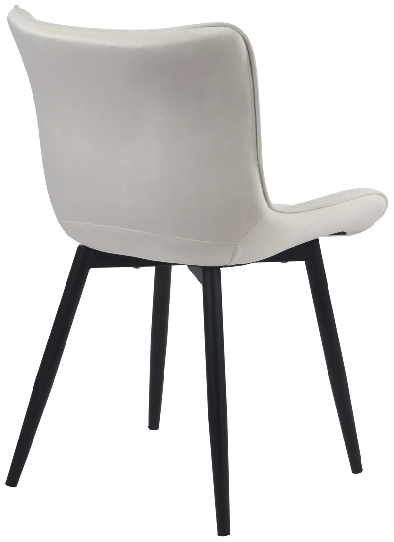 Chaise de salle à manger x1 coutures décoratives en velours crème et pieds en métal noir 10_0002182