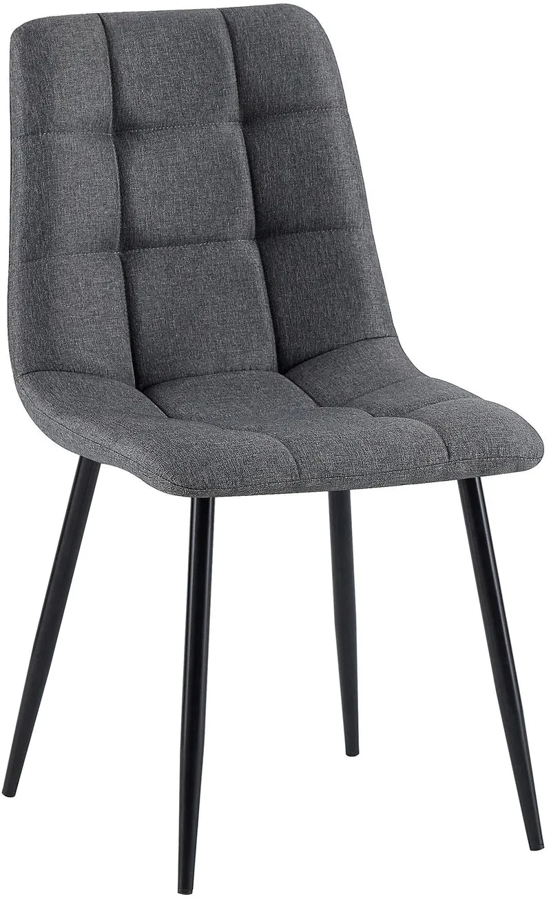 Chaise de salle à manger x1 coutures forme carrées en tissu gris foncé pieds en métal noir 10_0001973