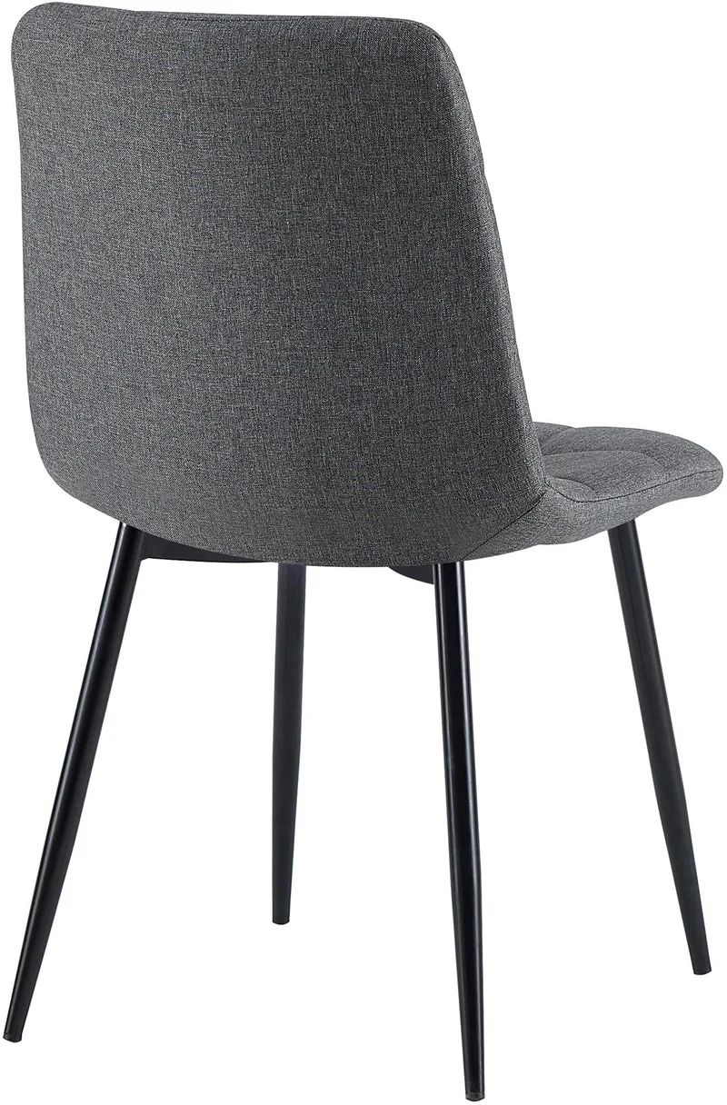 Chaise de salle à manger x1 coutures forme carrées en tissu gris foncé pieds en métal noir 10_0001973