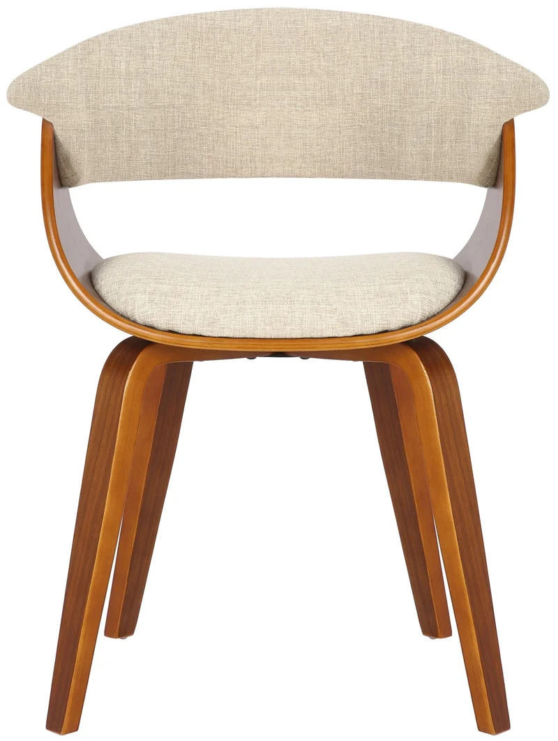 Chaise de bureau salle à manger style scandinave avec revêtement en tissu crème cadre en bois couleur noyer 10_0002197