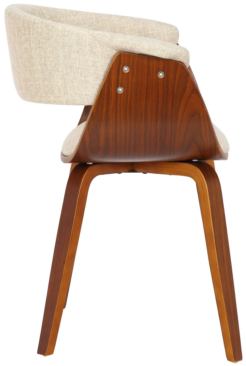 Chaise de bureau salle à manger style scandinave avec revêtement en tissu crème cadre en bois couleur noyer 10_0002197