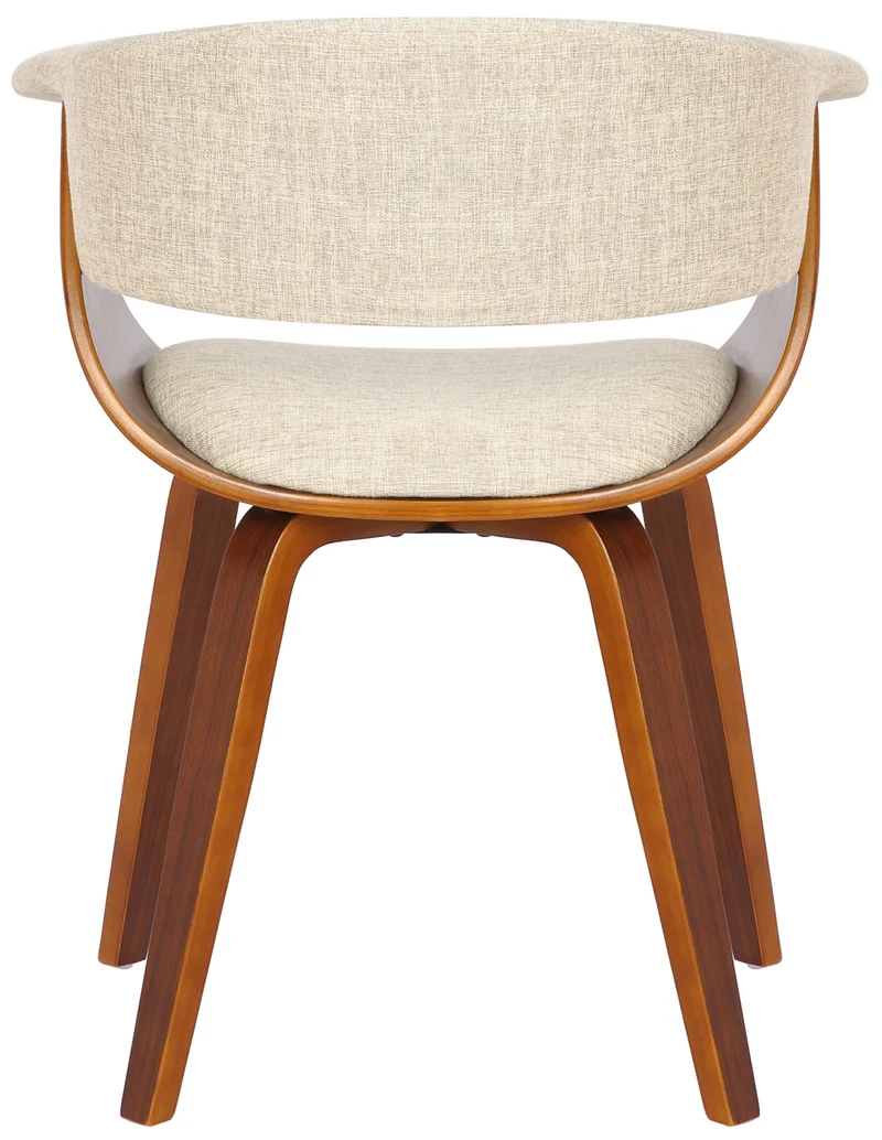 Chaise de bureau salle à manger style scandinave avec revêtement en tissu crème cadre en bois couleur noyer 10_0002197