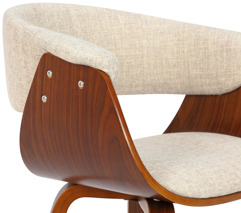 Chaise de bureau salle à manger style scandinave avec revêtement en tissu crème cadre en bois couleur noyer 10_0002197