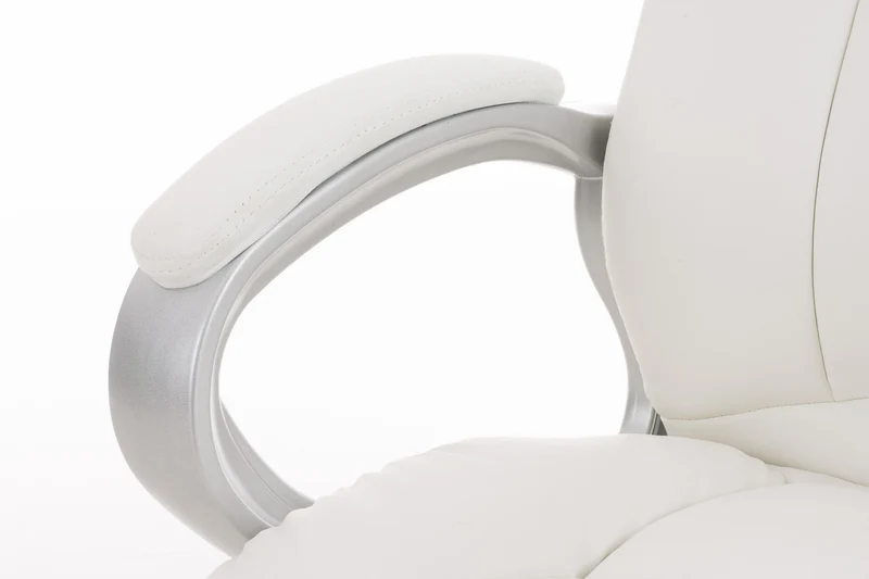 Fauteuil de bureau sur roulettes avec accoudoirs mécanisme à bascule en métal chromé PVC blanc 10_0002381
