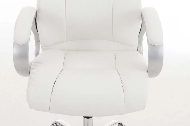 Fauteuil de bureau sur roulettes avec accoudoirs mécanisme à bascule en métal chromé PVC blanc 10_0002381