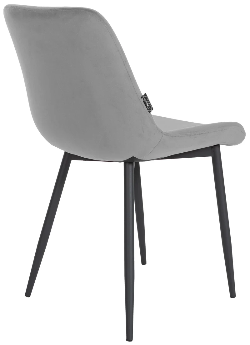 Chaise de salle à manger design moderne assise en velours gris et pieds en métal noir 10_0002156