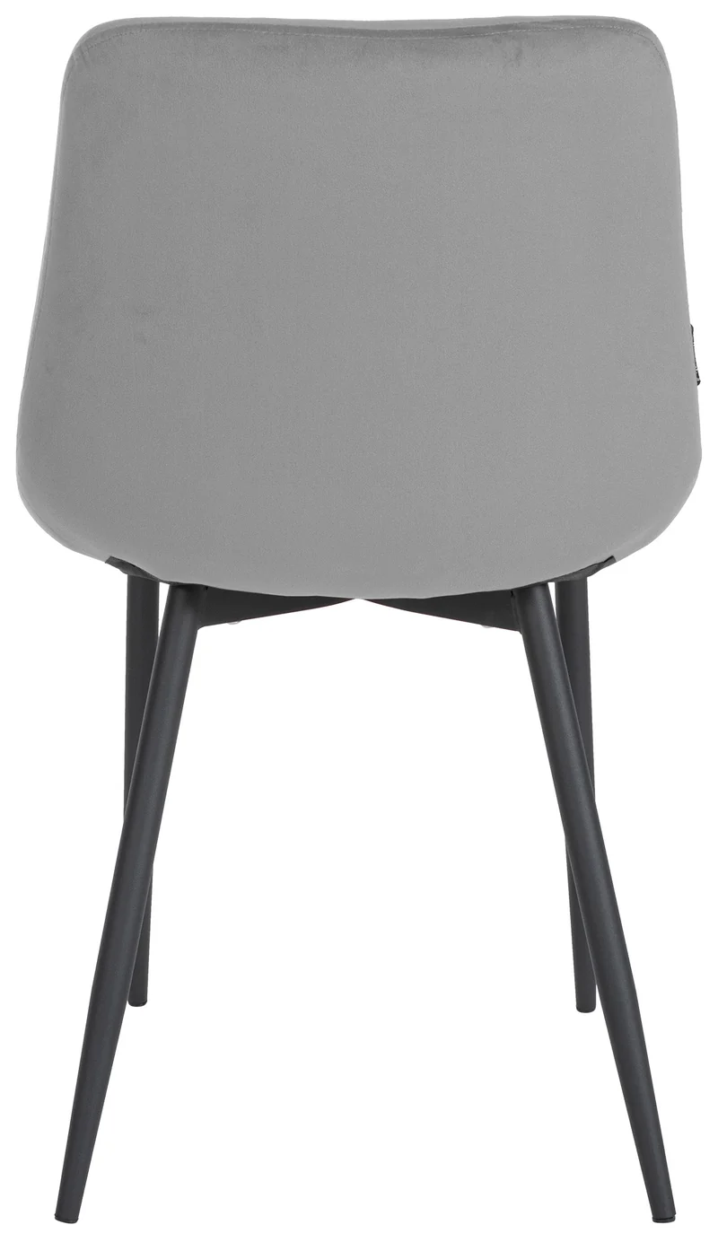 Chaise de salle à manger design moderne assise en velours gris et pieds en métal noir 10_0002156