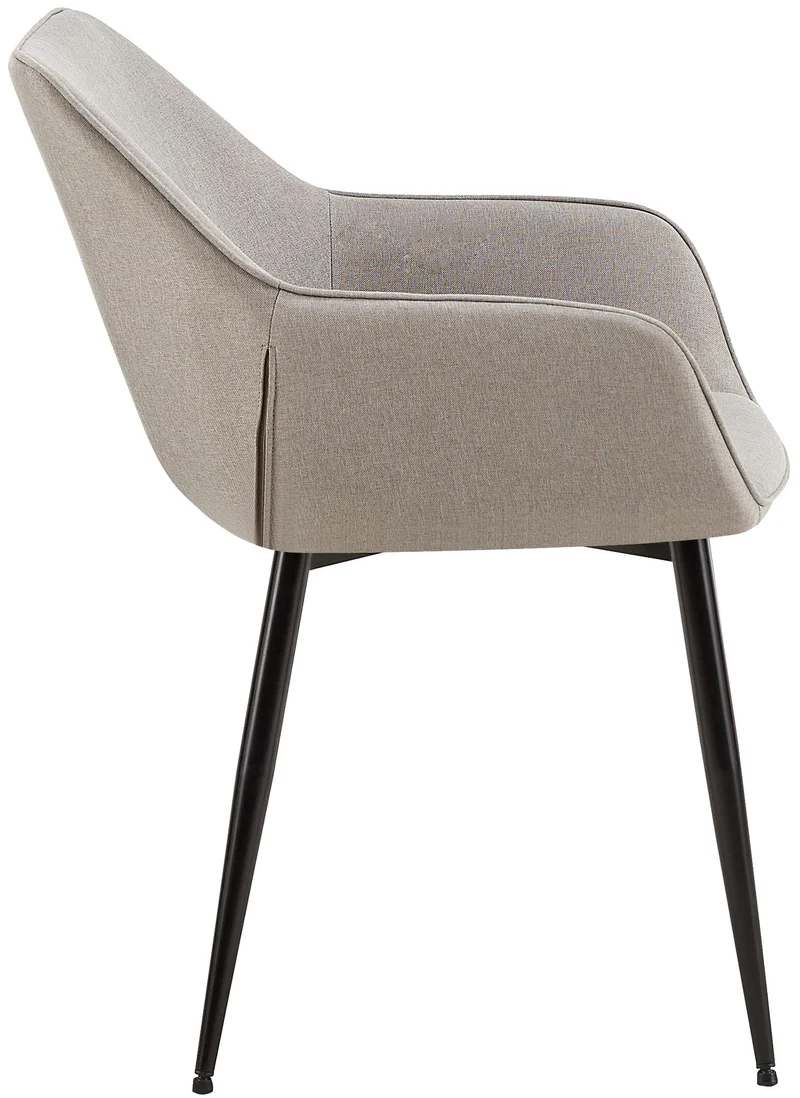 Chaise de salle à manger bureau salle d'attente x1 en tissu gris clair et métal noir 10_0002152
