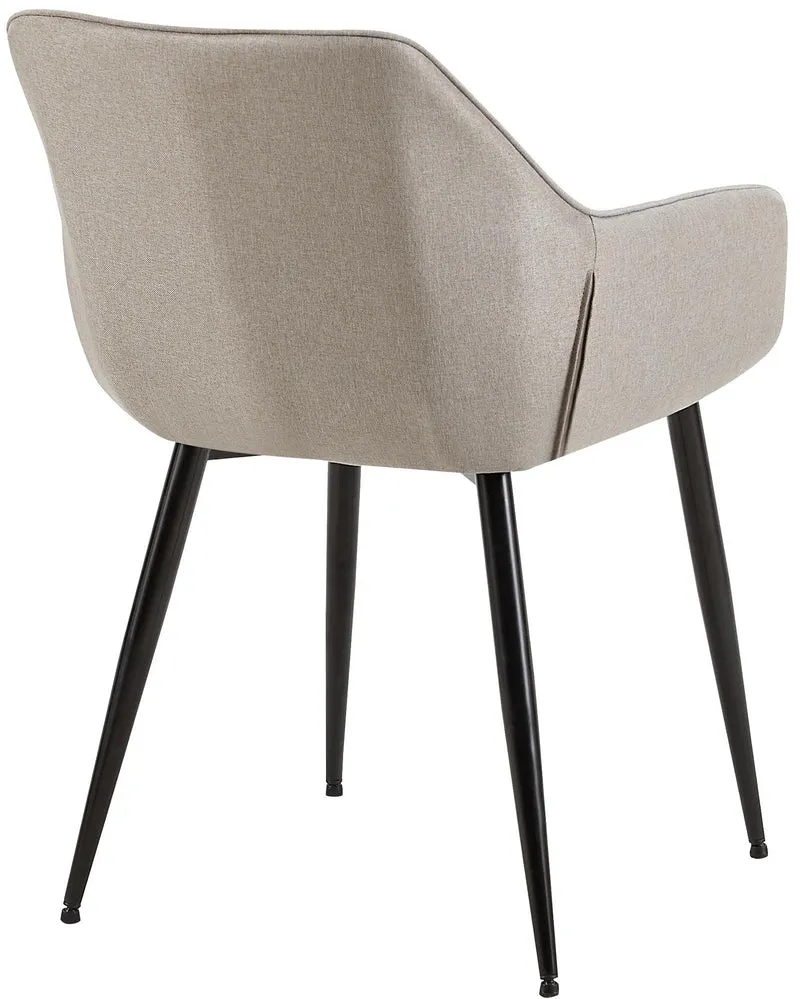 Chaise de salle à manger bureau salle d'attente x1 en tissu gris clair et métal noir 10_0002152