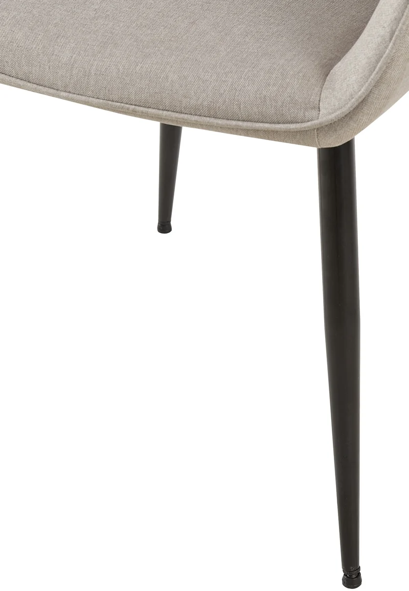 Chaise de salle à manger bureau salle d'attente x1 en tissu gris clair et métal noir 10_0002152