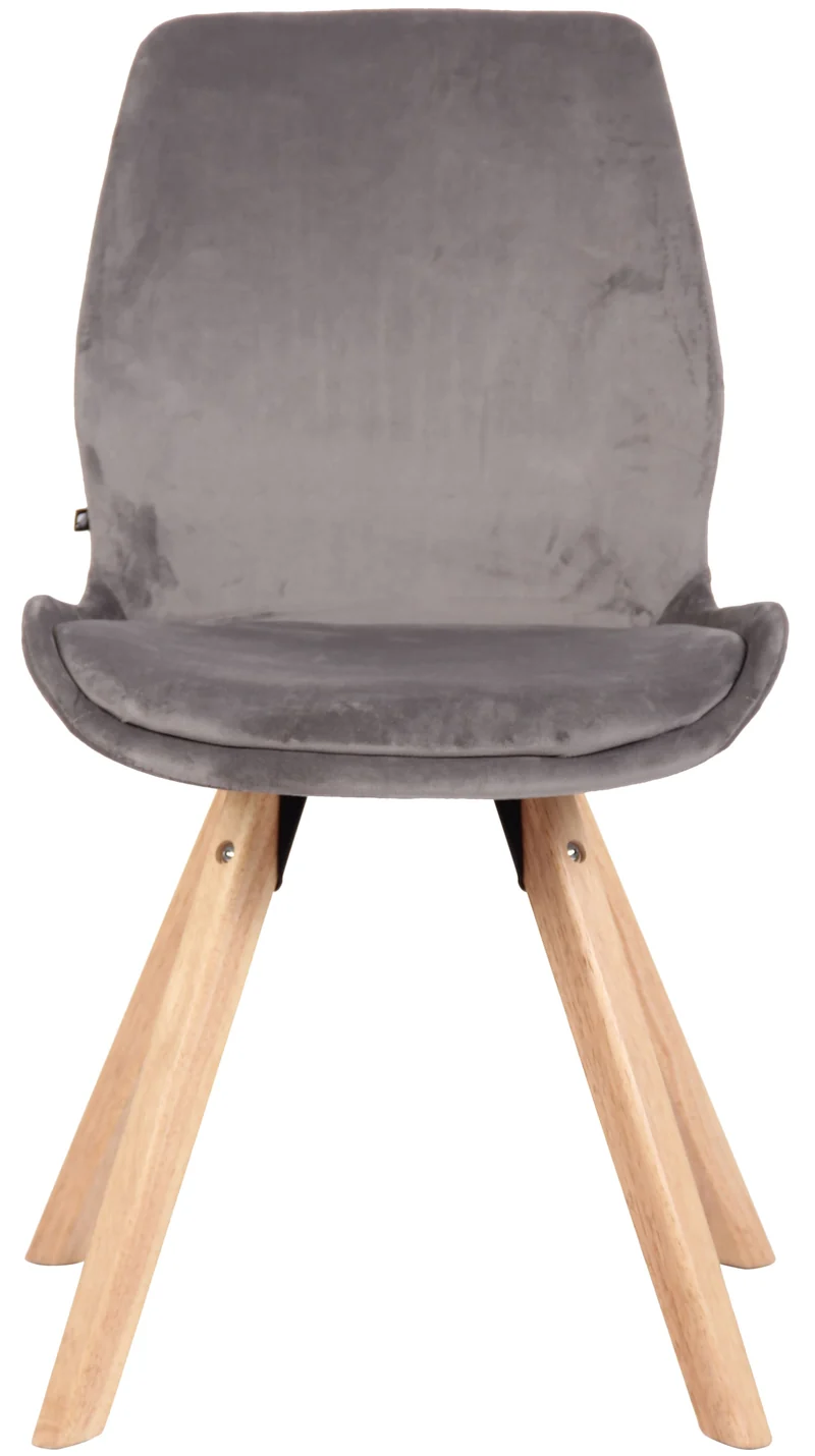 Chaise de salle à manger x1 design scandinave en velours gris et pieds en bois carrés clair 10_0002310