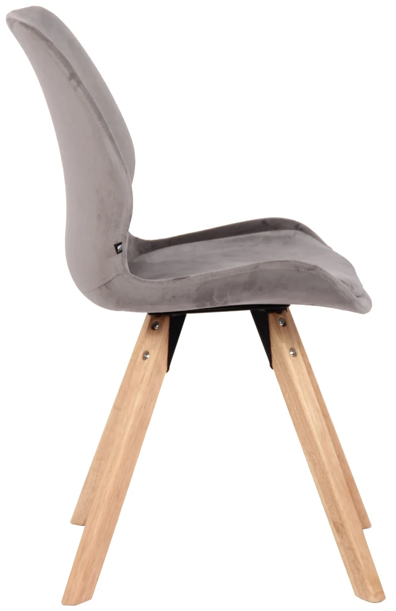 Chaise de salle à manger x1 design scandinave en velours gris et pieds en bois carrés clair 10_0002310